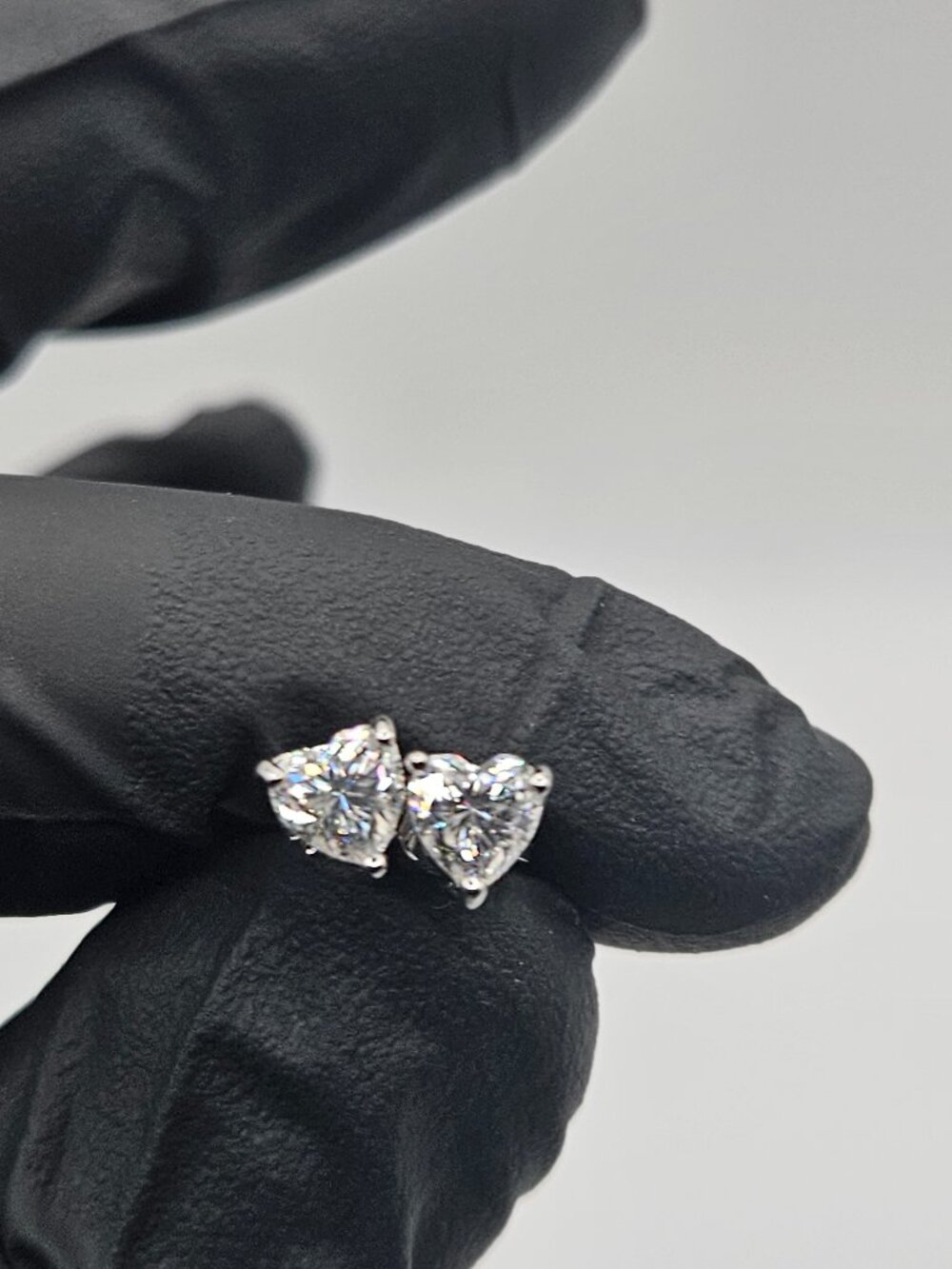 Moissanite Heart Stud Earrings D Color .925 Sterling Silver 1.0CTW